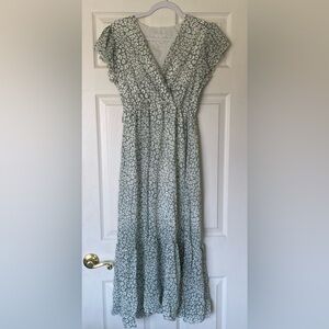 Green and White Leopard Print Dress
